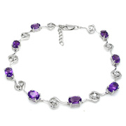 贵菲尔珠宝925银紫水晶，手链
