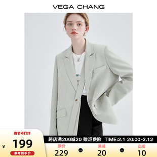 vegachang抹茶绿小西装，女2023韩版设计感小众女士西装外套