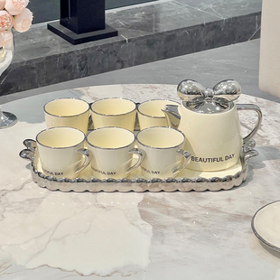 奶油风陶瓷水杯子，家用套装茶杯茶具茶壶，轻奢客厅新婚乔迁生日礼物