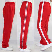 红色学生校服裤男女白边初中高中小学一条杠两道杠宽松运动休闲裤