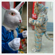 人穿仿真幽灵猫柴郡猫兔子人偶，衣服装道具，爱丽丝梦游仙境表演用品