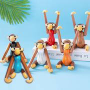 创意实木猴子摆件小挂件木质，木偶家居装饰工艺品儿童房吉祥物玩偶