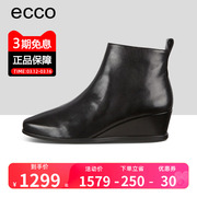 ECCO爱步女鞋简约时尚侧拉链坡跟女靴舒适牛皮短靴型塑280613