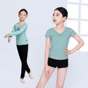 儿童舞蹈服夏短袖上衣专业芭蕾舞，中国舞练功服日常百搭分体套装棉