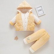 新生婴儿加厚棉袄套装，冬季男女宝宝棉衣三件套0-3岁外出棉服冬装