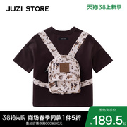 JUZI STORE童装夏民族风书包装饰上装短袖T恤中性男童女童1225112