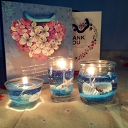 海洋系列套餐水晶果冻香薰蜡烛，情人节烛台，浪漫求婚生日表白玻璃杯