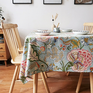 莫兰迪色系高级感桌布长方形轻奢风，棉麻书桌餐桌，茶几布台布(布台布)田园风