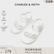 charles&keith春夏女鞋，ck1-70920103女士粗链条厚底休闲凉鞋