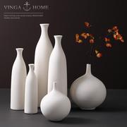 北欧现代简约白色陶瓷花瓶摆件餐桌客厅插花干花电视柜家居装饰品