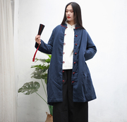 冬季棉麻中国风棉袄宽松夹棉保暖棉衣个性盘扣撞色棉服休闲棉外套