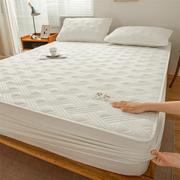 A类原棉大豆纤维菱形格绗缝床笠色床罩三件套床垫夹棉保护罩