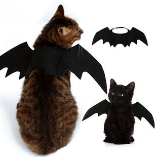 宠物万圣节饰品衣服猫咪黑色，毛毡蝙蝠翅膀，小型犬狗拍照道具变身装