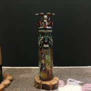 hopikachina美国印第安原住民霍皮族白熊克齐纳神手工木雕摆件