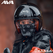 ava摩托车头盔夏季男女士，机车34半盔复古四季3c认证garage安全帽