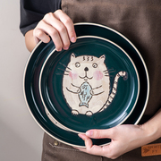 盘子可爱陶瓷好看家用菜盘日式餐具儿童碟子餐盘卡通深盘西餐盘