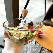 耐热高硼硅玻璃碗加厚大容量，水果沙拉碗面碗，透明耐热家用可微波炉