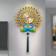 创意孔雀开屏欧式超大挂钟 现代简约钟表镶钻静音钟 客厅装饰时钟