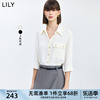 lily2024夏女装(夏女装)气质通勤款，舒适宽松垂坠感百搭休闲七分袖衬衫