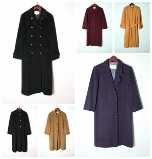 vintage日本制复古毛呢，女装外套中长款孤品羊毛大衣外套42-44