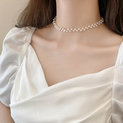 气质网红珍珠项链女ins小众设计感短款锁骨，链简约choker项圈颈链
