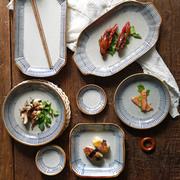 厨房日式餐具陶瓷盘子，鱼盘家用蒸鱼碟子，餐盘深盘圆形菜盘