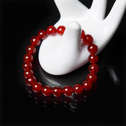 天然红玛瑙手链女生情侣，时尚手饰黑红色，水晶单圈佛珠转运手串礼物