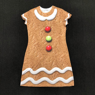 欧美街头潮趣性感女神夏季短袖，连衣裙3d创意仿真糖果，饼干沙滩户外