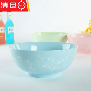 冰花瓷汤碗蓝粉绿多彩色陶瓷餐具，家用8寸大汤羹碗