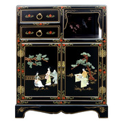扬州漆器骨石镶嵌空档茶水柜，玄关装饰柜漆艺实木新中式古典家具