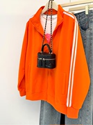春季橘色休闲开衫，运动外套女春秋美式复古小个子，宽松橙色春装