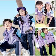 小学生校服运动春秋冬装四三件套装幼儿园园服儿童班服紫色冲锋衣