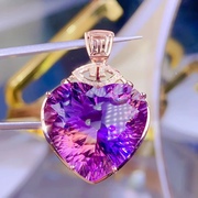 天然紫黄晶吊坠18K金镶嵌搭配南非钻石天然紫黄晶吊坠