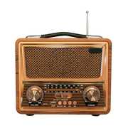 出德国复古收音机老人老式台式蓝牙音箱插卡充电木制全波段中短波