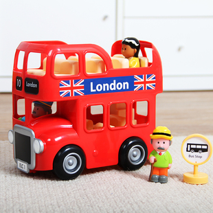 英国elc伦敦巴士儿童，双层观光公交车益智玩具，车红色声光汽车1-6岁