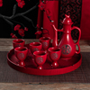 中式双喜陶瓷红色酒具套装，婚礼交杯酒敬酒杯酒壶结婚礼物嫁妆