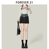 Forever 21拼接拼布美式复古黑色牛仔短裙女装高腰小个子辣妹裙子