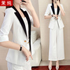 西装外套女白色韩版英伦风五分袖高级感炸街西服上衣职业正装套装