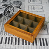 zakka做旧木色桌面收纳盒玻璃分隔产品展示盒，家居饰品首饰盒格子
