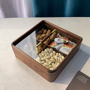 中式实木轻奢干果盘客厅桌面零食收纳盒茶几水果盘家用高档糖果盒