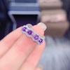 天然紫水晶戒指 石3*3Mm925银精工镶嵌 紫晶戒指