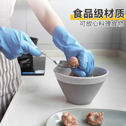 鲨鱼油手套耐油耐热食品级家务洗碗厨房薄款贴手灵活蓝色手套201