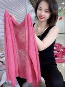 薄款防晒衫长袖女夏季韩版气质玫红色针织，开衫外套v领上衣ins