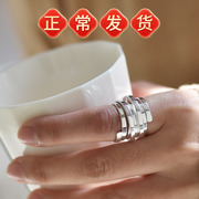 925纯银男女时尚多圈食指宽可调节指环韩国个性重工戒指