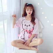 a韩版女士睡衣可爱家居服，卡通蝴蝶8515棉小熊短袖短裤套装