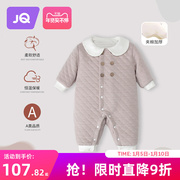 婴儿冬装衣服新生男(新生男，)宝宝连体衣夹，棉加厚棉服满月百天哈衣爬服