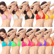 2024外贸时尚欧美巴西性感女式bikini游泳比基尼纯色上衣泳衣