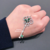 euchantkex蜻蜓钥匙项链女白金，纯银绿宝石红宝石，钻石吊坠毛衣链