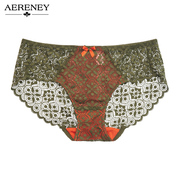 AERENEY性感内裤女士法式蕾丝撞色无痕薄款舒适透气中低腰平角裤