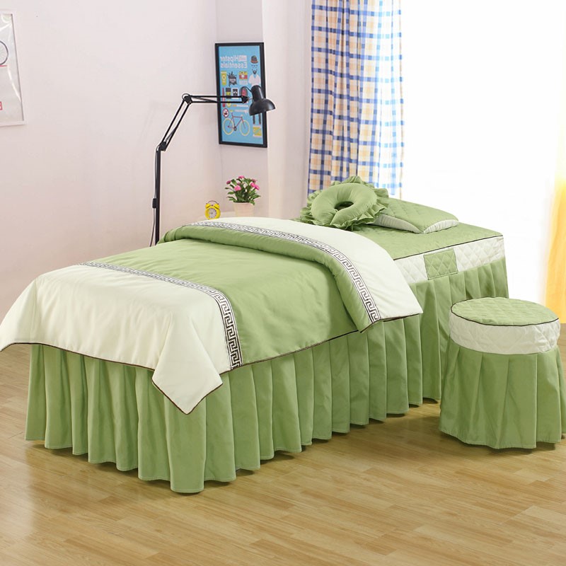 高级床上用品套件高档美容床四件套四季通用款美容院专用枕头套。